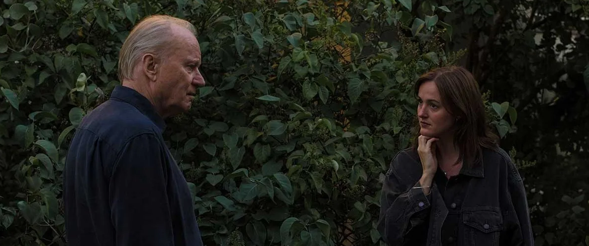 A still of Stellan Skarsgård and Renate Reinsve in 'Sentimental Value'